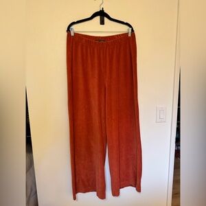 Gudrun Sjoden Velour Pants Pull On Organic Cotton Size XL Stretch Orange EUC